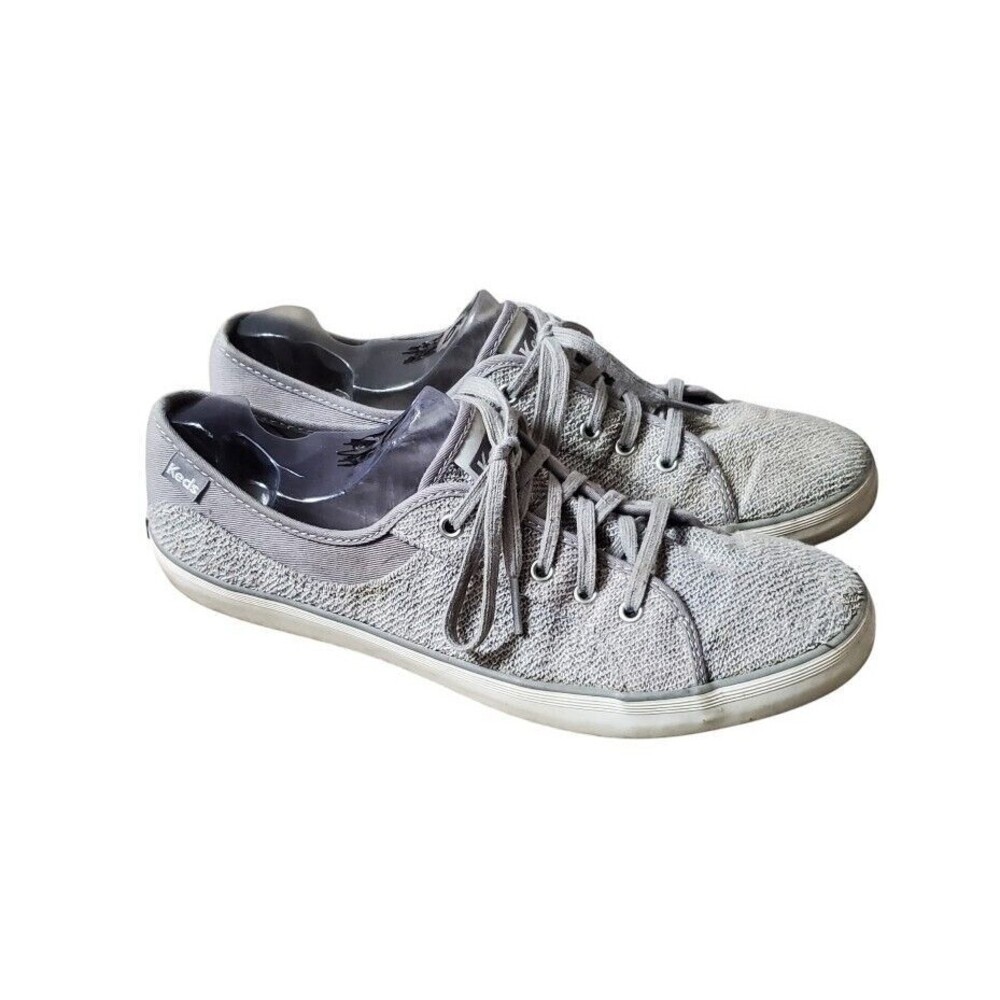 Keds Champion Women 9 Shoes Gray White Casual Canvas Low Top Sneakers Lace Up